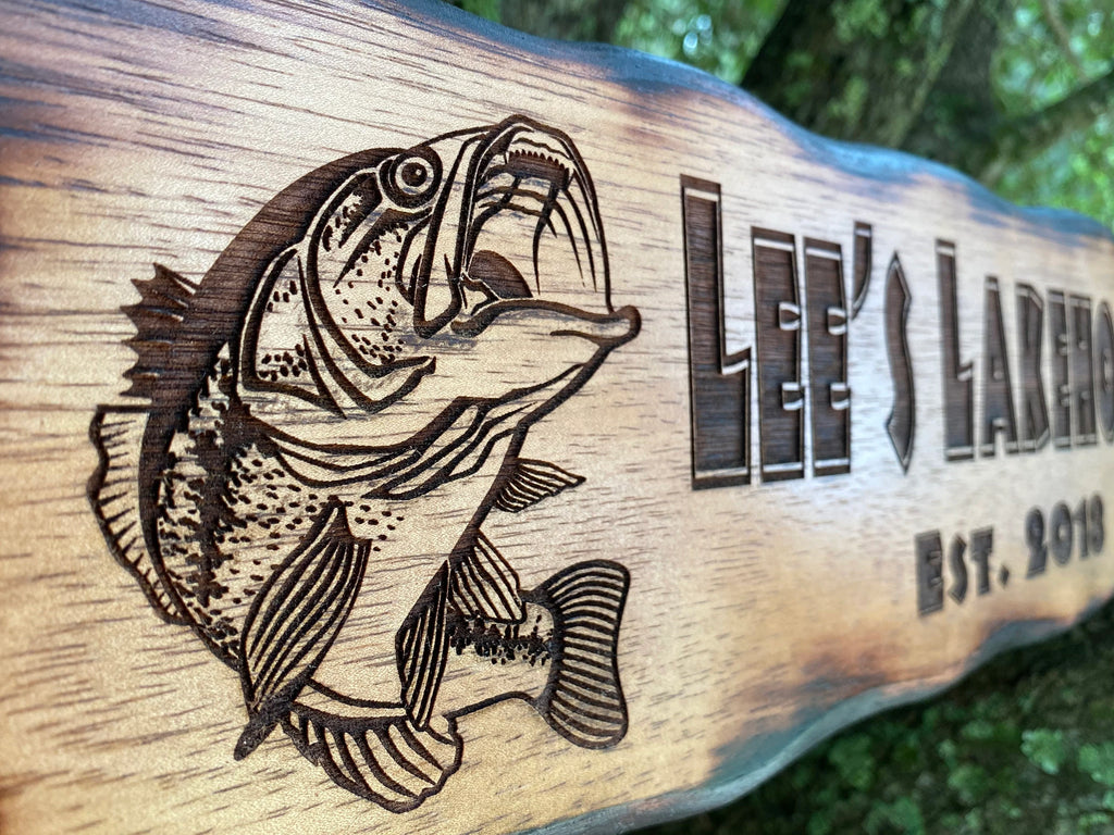 Engraved Bass Fish Camp Sign