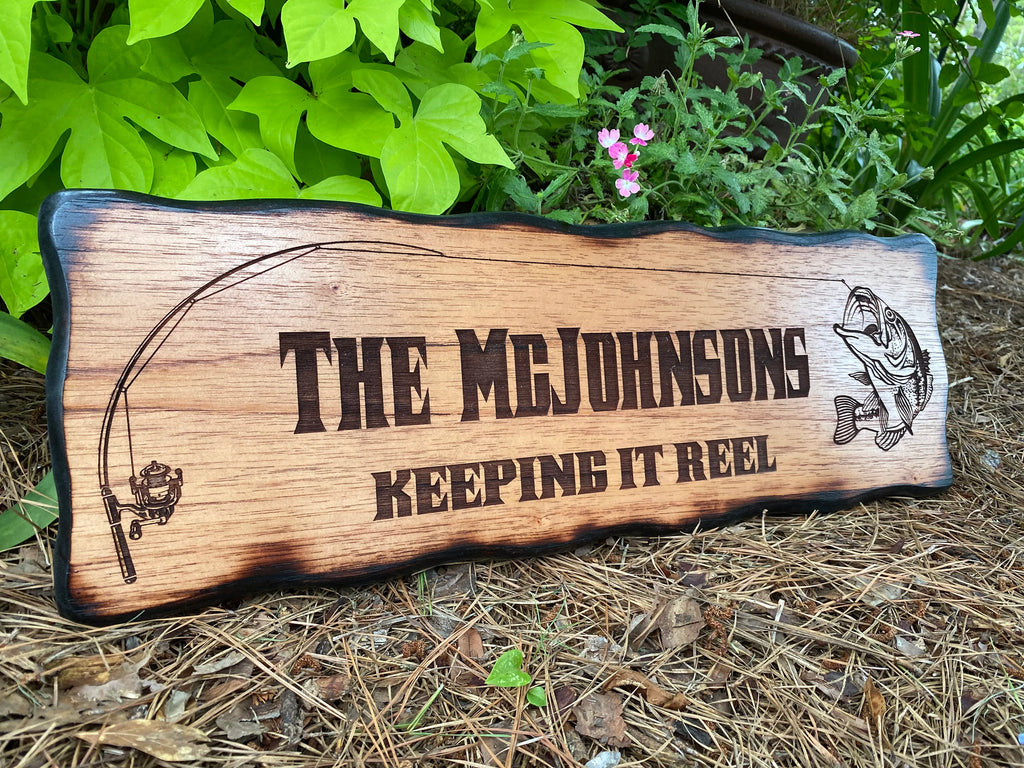 barnwood sign with fishing net Hunting, & Loving Everyday Painted Wood Medium Stain / Black / 10" x 10" 3.5x10 inches Just finished up a new
