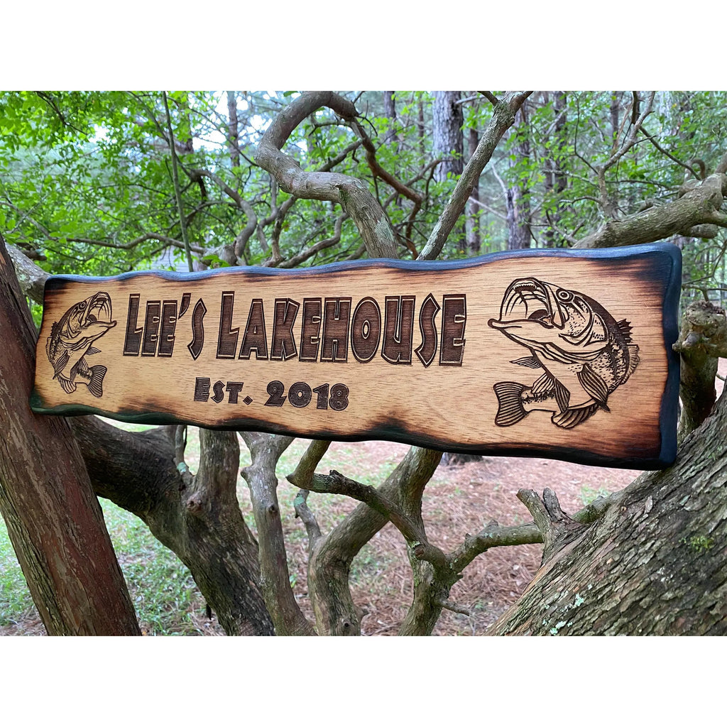 Engraved Bass Fish Camp Sign