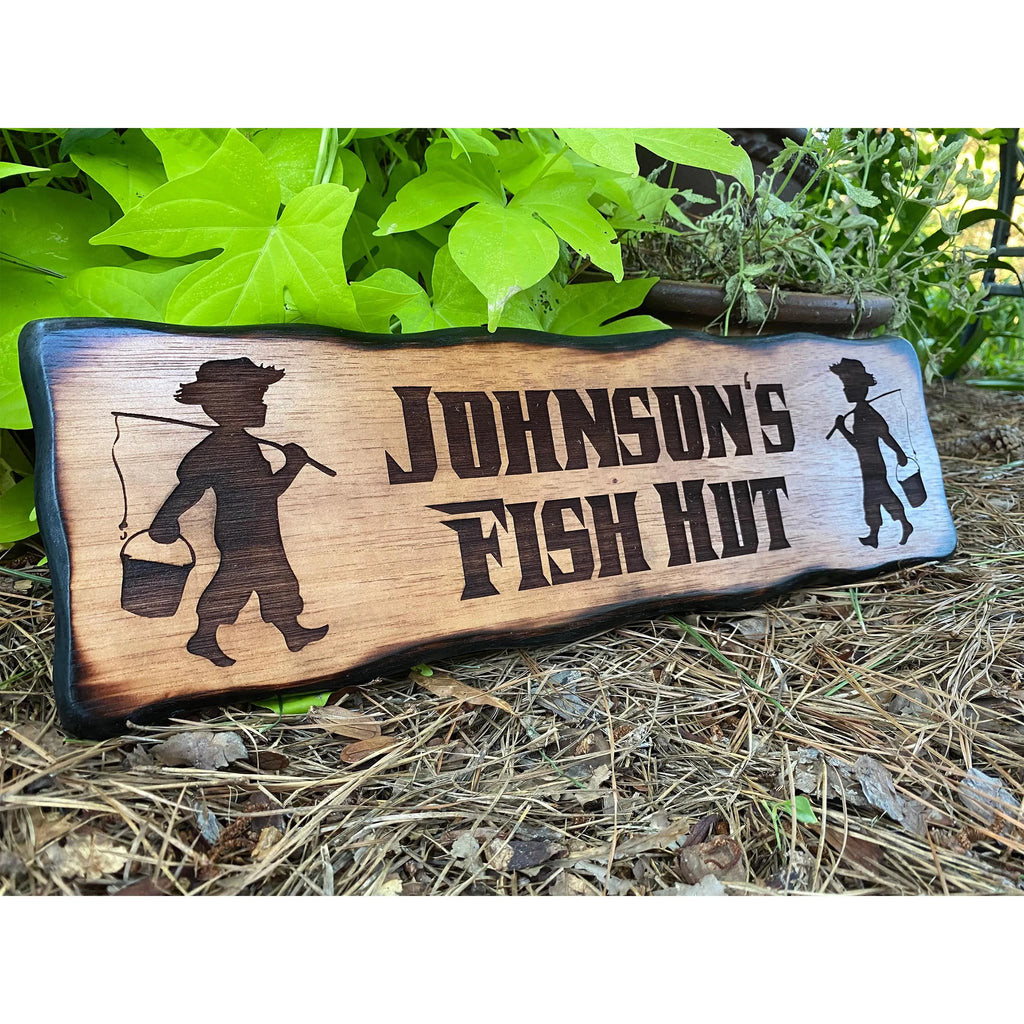 Fishing Boy Wood Sign