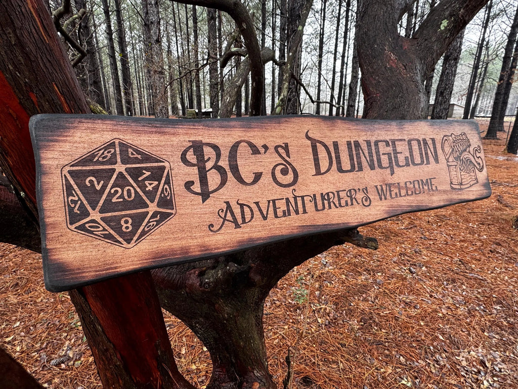 D20 Dice - Mimic Dungeons and Dragons Sign