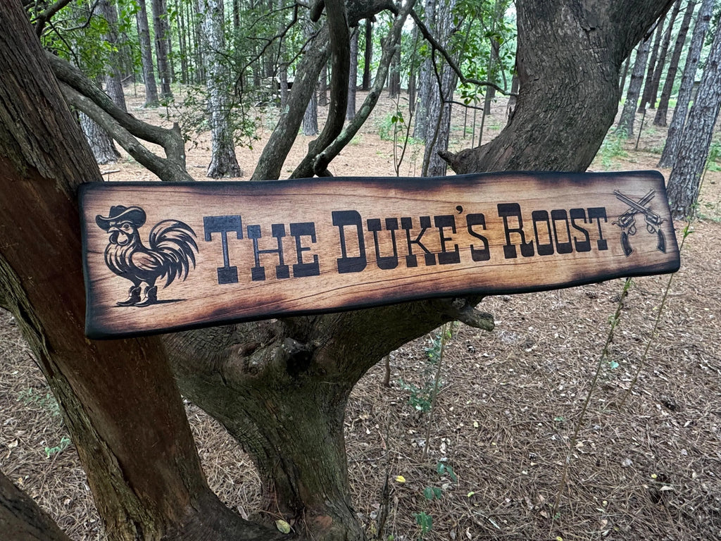 Cowboy Rooster Farm Sign - Six Shooter Pistols