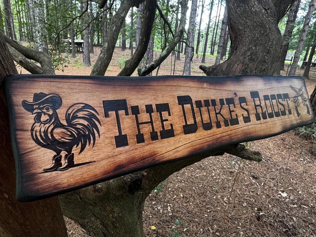 Cowboy Rooster Farm Sign - Six Shooter Pistols