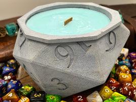 14oz DnD D20 Candle Scented, Dungeons and Dragons, Roleplay Dice, Gift For Geek, Modern Candle, Wood Wick, Hand Poured, Dungeon Master