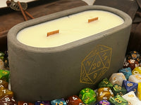 DnD D20 Scented Candle 14oz, Game Room Decor, Concrete Candle, Dungeon Master Gift, Dungeon Decor, Dragon Candle, Gift For Geek, DM Gift